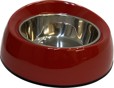 Pet One Melamine Bowl Feed Retainer Medium S/steel Red