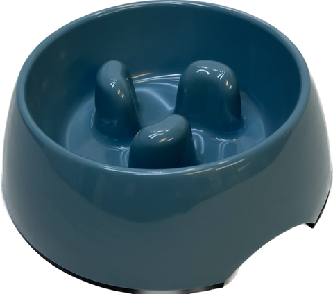 Pet One Melamine Slow Feed Bowl 300ml Blue