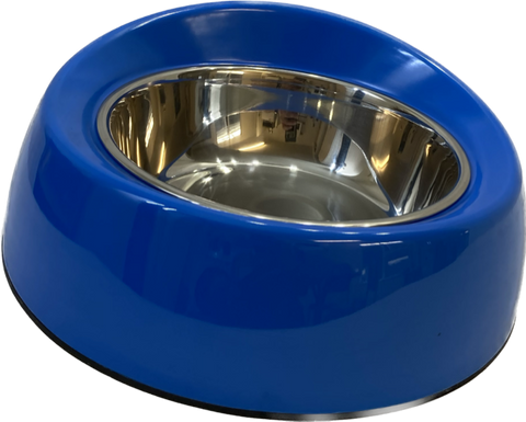 Pet One Melamine Bowl Feed Retainer Large S/steel Blue