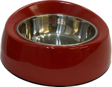 Pet One Melamine Bowl Feed Retainer Large S/steel Red