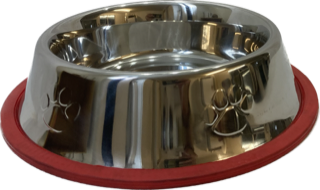Stainless Steel Non Tip Bowl Red Ring 22cm