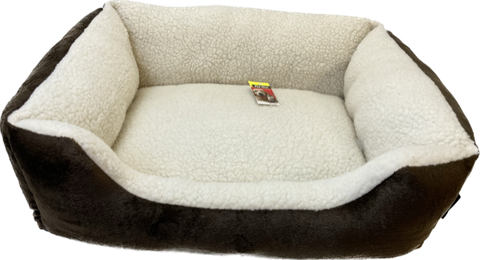 Pet One Bed Sheepskin Lounger 60x50x20cm Chocolate/Cream