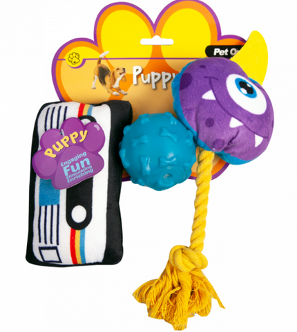 Pet One Puppy Toy Fun Pack Assorted 3pcs