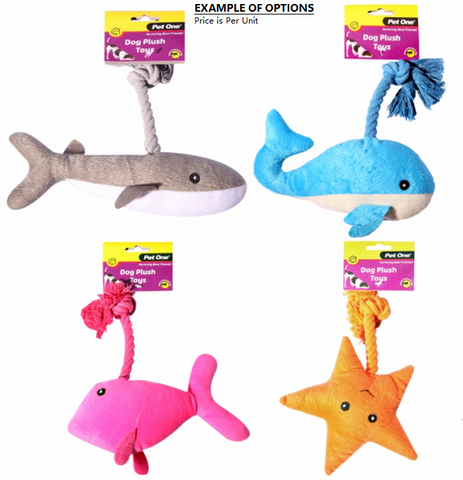 Pet One Dog Toy Plush Aquatic Animals SINGLE asstd 18CM