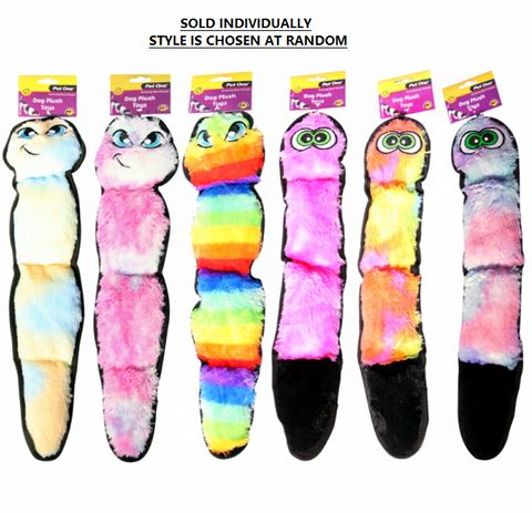 Pet One Dog Toy Plush Worm SINGLE Asstd