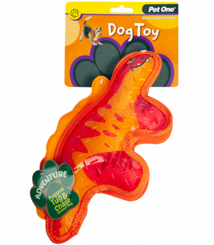 Pet One Dog Toy Adventure Squeaky Dinosaur Red 30cm