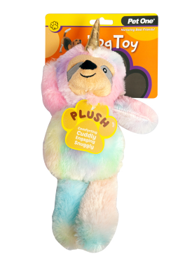 Pet One Plush Dog Toy Squeaky Rainbow Sloth Unicorn 35cm