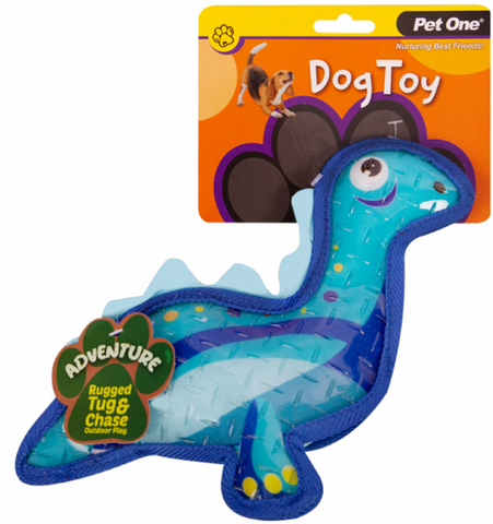 Pet One Dog Toy Adventure Squeaky Dinosaur Blue 29cm