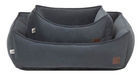 Indie & Scout Velvet Square Bed Small Slate 55x45x24cm