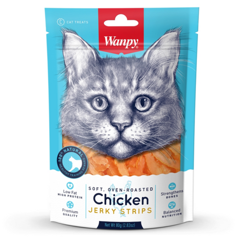 Wanpy Cat Treat Chicken Jerky Strips 80g
