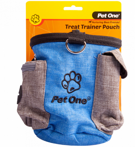Pet One Treat Trainer Pouch 14.5W x 9.5D x 14.5cm H Grey Blue