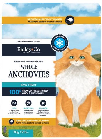 Bailey + Co Freeze Dried Whole Anchovies Cat Treat 70g