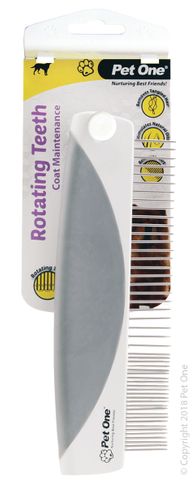 Pet One Grooming - Comb With Rotating Teeth Fine 50 Pins Premium Handle