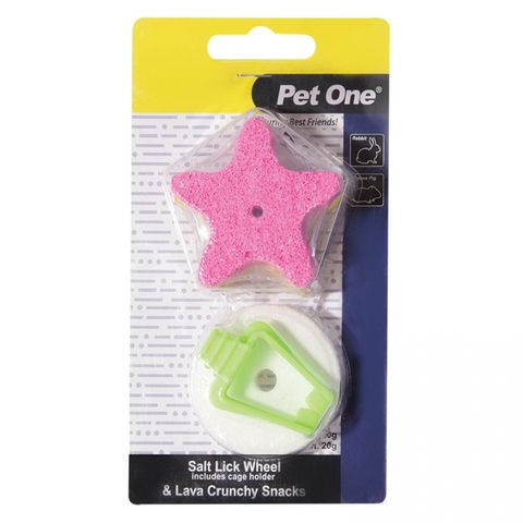 Pet One - Salt Lick With Clip And Lava Crunchy Snacks Combo