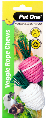 Pet One Veggie Rope Chews Twin Pack - Radishes (white/pink)