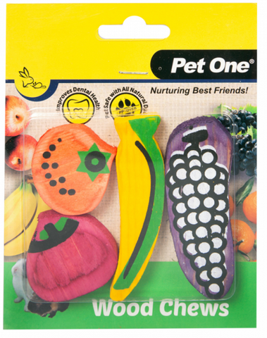 Pet One Wooden Chews For Small Animal 4 Pack (S/M)