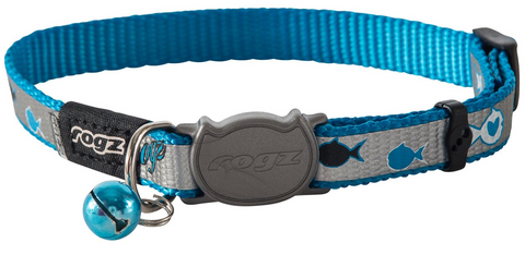 Rogz Reflectocat Safeloc Cat Collar Blue Fish