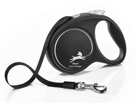 Flexi Black Design - 5m Tape (L) Retractable Leash Silver