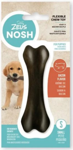 Zeus Nosh Flexible Chew Bone Bacon For Puppies Sml 11cm