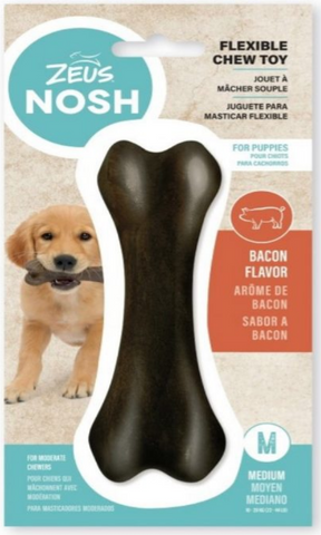 Zeus Nosh Flexible Chew Bone Bacon for Puppies Med 15cm