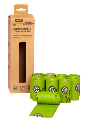 Pet One Doggy Waste Bags Compostable 12 rolls