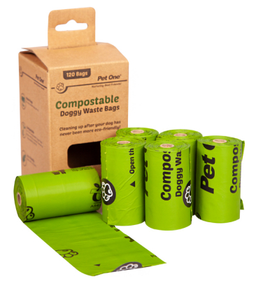 Pet One Doggy Waste Bags Compostable 6 rolls