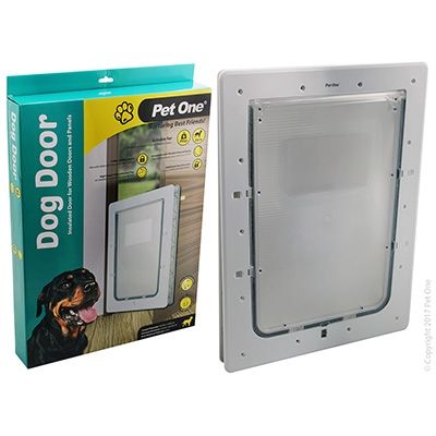 Pet One - Dog Door Polycarbonate Insulated (L) Wood Door/Panel