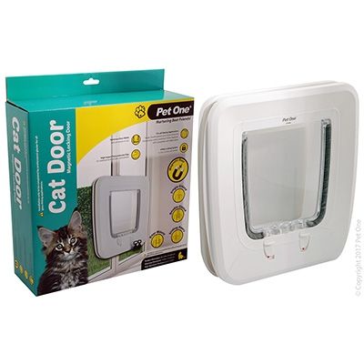 Pet One - Cat Door Polycarbonate Magnetic Entry (S-L) All Fittings