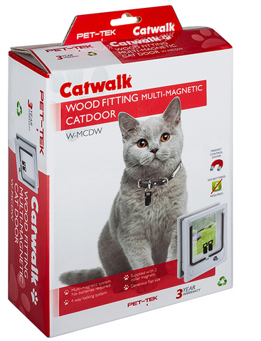 Pet-Tek Catwalk - Cat Door Multi-Magnetic Polycarbonate (M) Wood Door/Panel