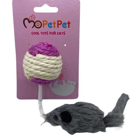 MoPetPet - Cat Toy Sisal Ball with Furry Mouse