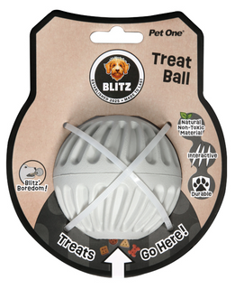 Pet One Dog Toy - Blitz Rubber Treat Ball Grey M