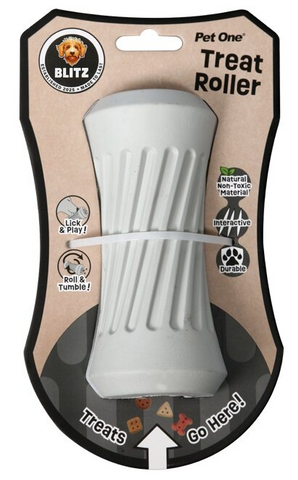Pet One Dog Toy - Blitz Rubber Treat Roller Grey M
