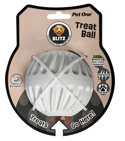 Pet One Dog Toy - Blitz Rubber Treat Ball Grey L