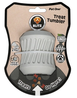 Pet One Dog Toy - Blitz Rubber Treat Tumbler Grey M