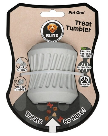 Pet One Dog Toy - Blitz Rubber Treat Tumbler Grey M