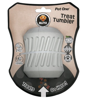 Pet One Dog Toy - Blitz Rubber Treat Tumbler Grey L