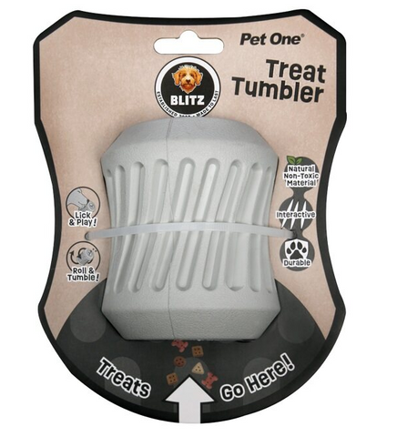 Pet One Dog Toy - Blitz Rubber Treat Tumbler Grey L