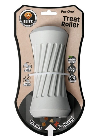 Pet One Dog Toy - Blitz Rubber Treat Roller Grey L