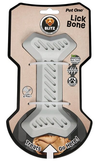 Pet One Dog Toy - Blitz Rubber Lick Bone Grey M