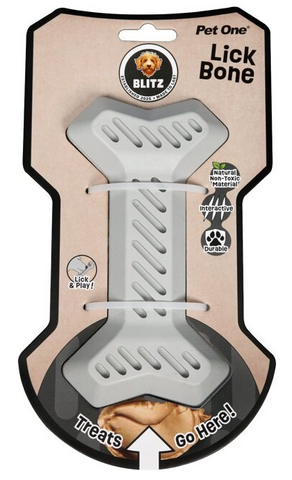 Pet One Dog Toy - Blitz Rubber Lick Bone Grey M