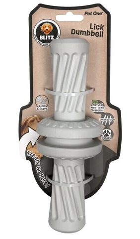 Pet One Dog Toy - Blitz Rubber Lick Dumbbell Grey L