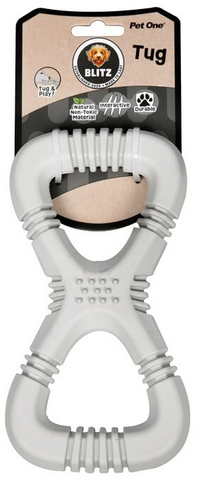 Pet One Dog Toy - Blitz Rubber Tug Grey M