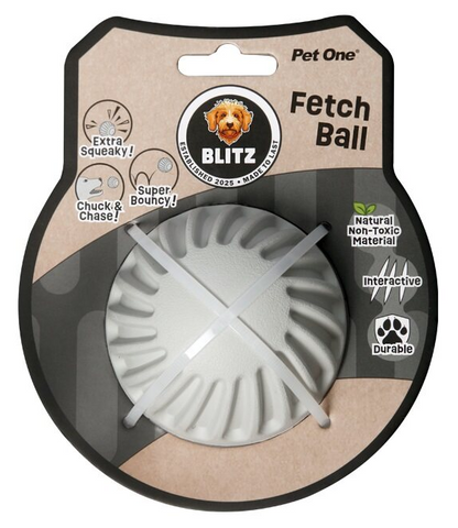 Pet One Dog Toy - Blitz Rubber Fetch Ball Grey M