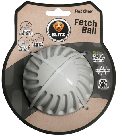 Pet One Dog Toy - Blitz Rubber Fetch Ball Grey L