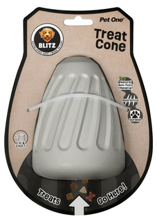 Pet One Dog Toy - Blitz Rubber Treat Cone Grey L
