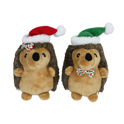 Multipet Dog Toy - Squeaky Plush Xmas Cuddly Hedgehog 18cm