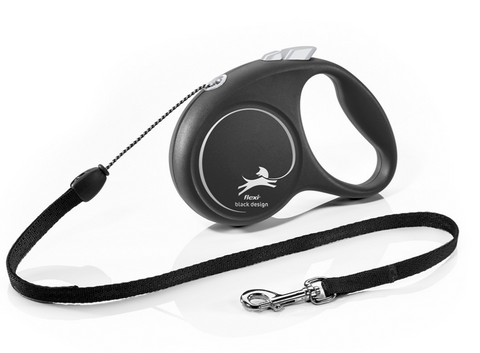 Flexi Black Design - 5m Cord (S) Retractable Leash Silver