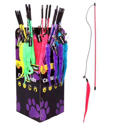 Pet One Cat Toy Wand Worm With Bell 50cm Mix Colour