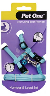 Pet One Leash & Harness - Rabbit or Guinea Pig Aqua