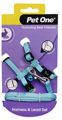 Pet One Leash & Harness - Rabbit or Guinea Pig Aqua